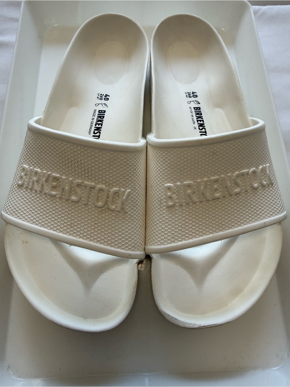 Birkenstock White EVA Slide Sandals with Embossed Logo - Picture 4 of 7